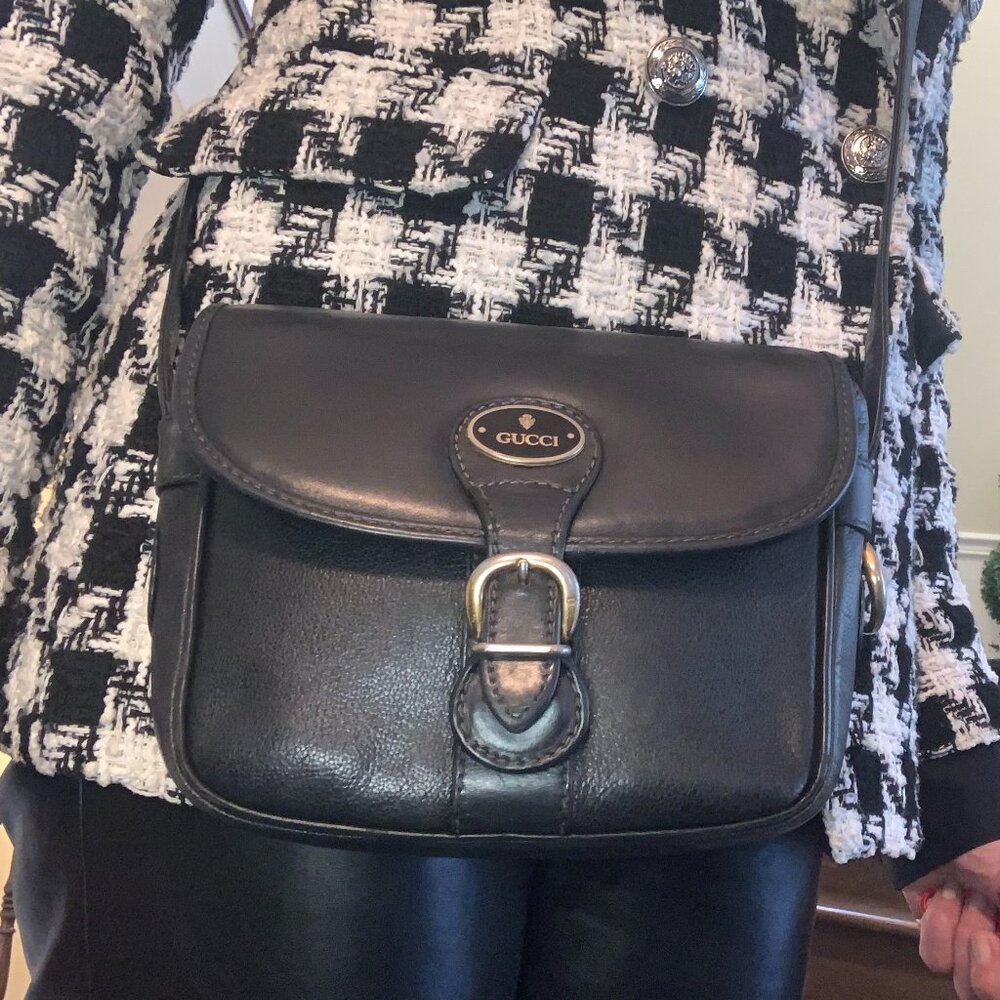 Gucci Equestrian Style Cross Body All Leather Bag - Authentic